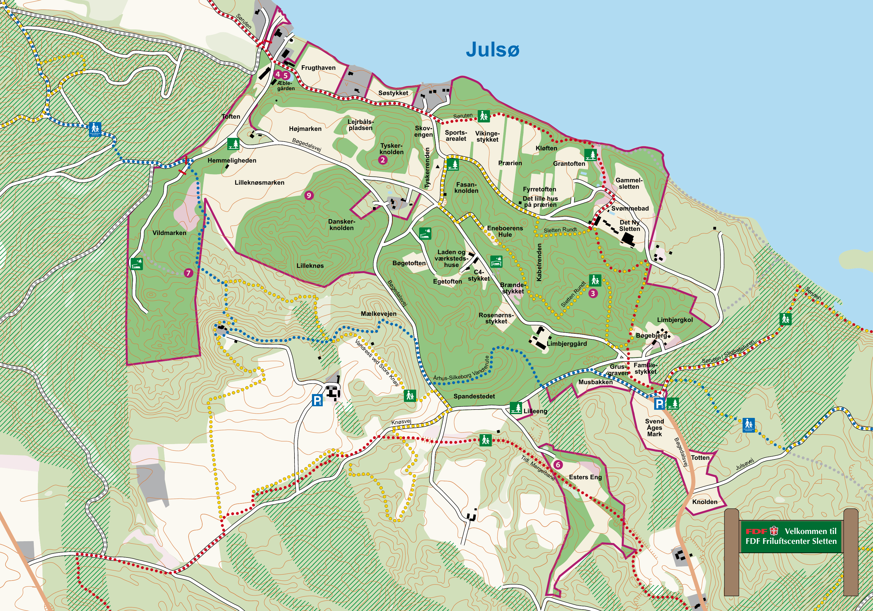 Kort over Sletten. Vælg en position ved at trykke på kortet.